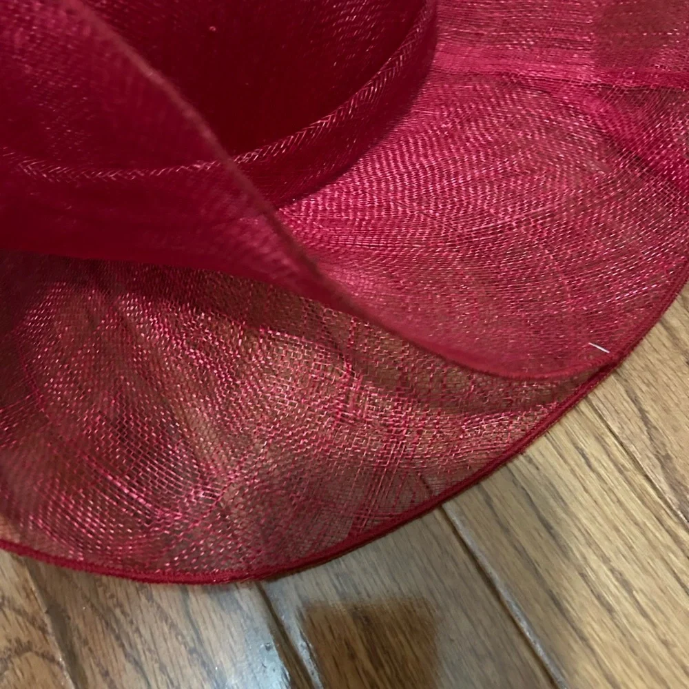 Scala Red and Black Feathered Women's Hat